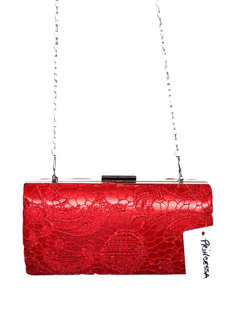 PRINCESSA Hard Sided Lace over Satin Clutch Evening Bag - NWT